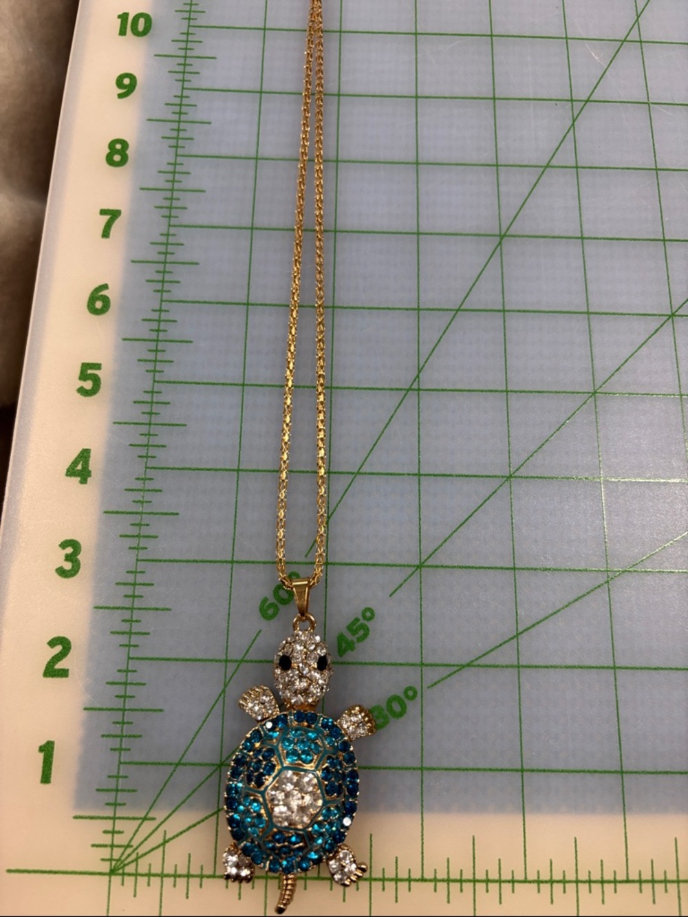 Betsey Johnson Gold-Tone Blue and Clear Crystal Turtle Pendant Necklace - Picture 5 of 7